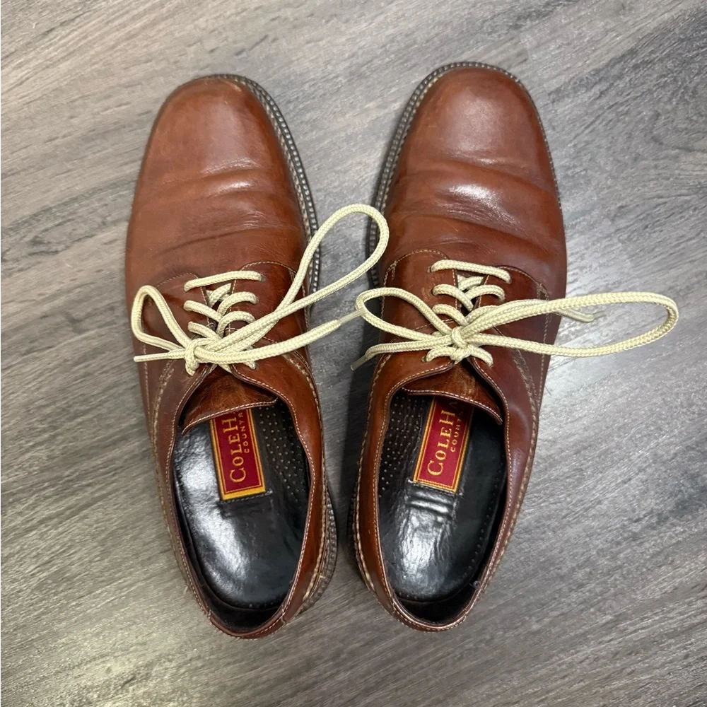 Cole Haan Country Brown Leather Derby Shoes Size 8 Timeless Old Money